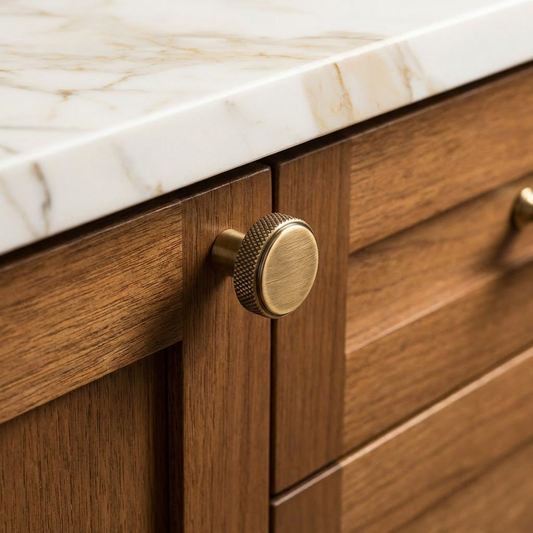 Linea Shaker Cabinet Knob - Aged Brass