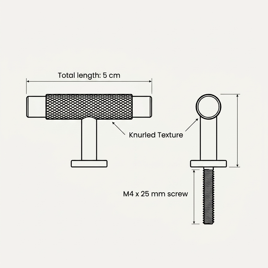 Aura Single T-Bar Cabinet Pull - Brass