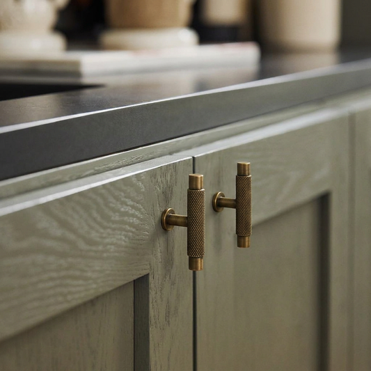 Aura Single T-Bar Cabinet Pull - Aged Brass