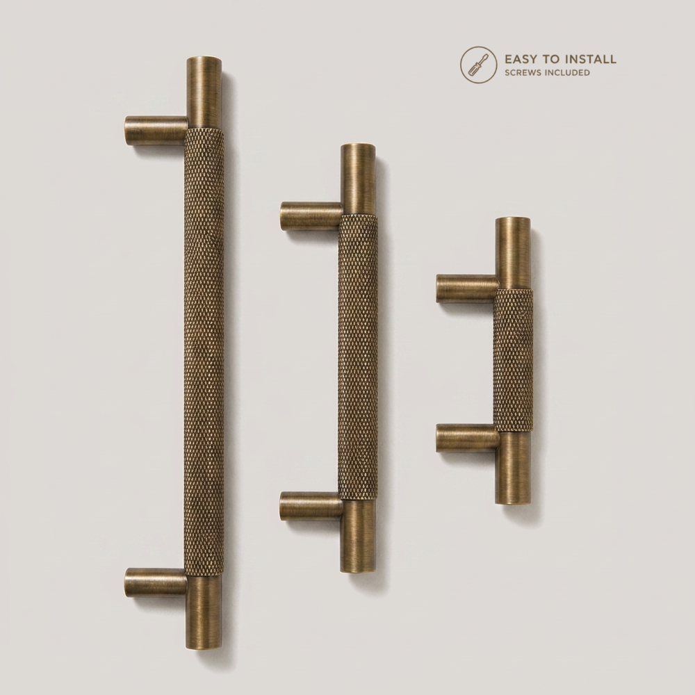 Aura T-Bar Cabinet Pull - Aged Brass