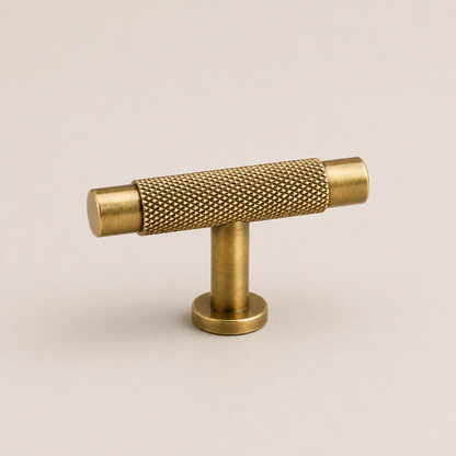 Aura Single T-Bar Cabinet Pull - Aged Brass
