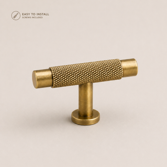 Aura Single T-Bar Cabinet Pull - Brass
