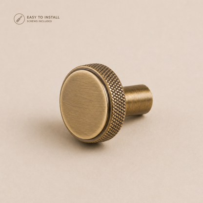 Linea Shaker Cabinet Knob - Aged Brass