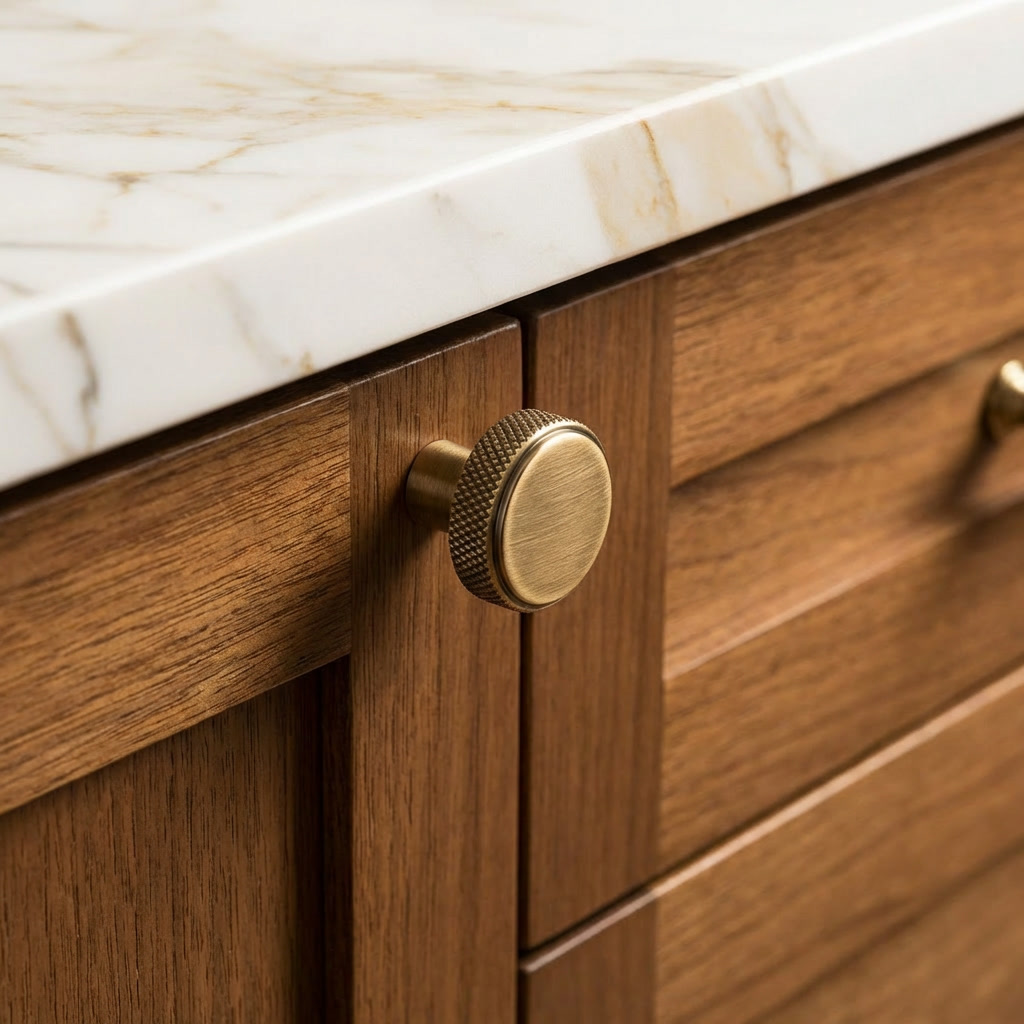 Linea Shaker Cabinet Knob - Aged Brass
