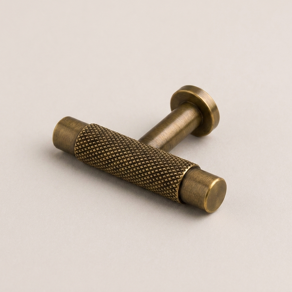 Aura Single T-Bar Cabinet Pull - Aged Brass